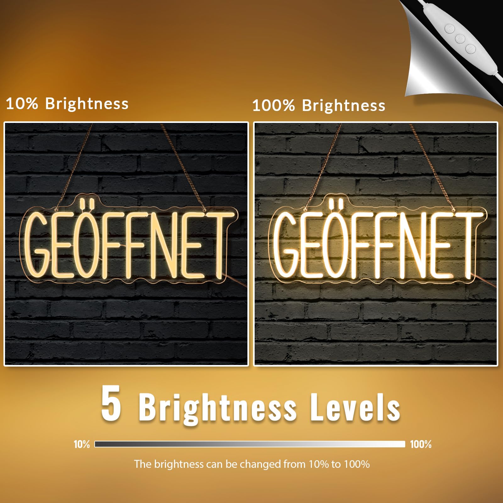 Geöffnet Neonschild für Tür, Open Leuchtreklame Türschild, LED Neonlicht Hängeschild USB-Betrieb mit dimmbarem Schalter für Food Truck,Restaurant,Buchhandlung,Hotel,Supermarkt