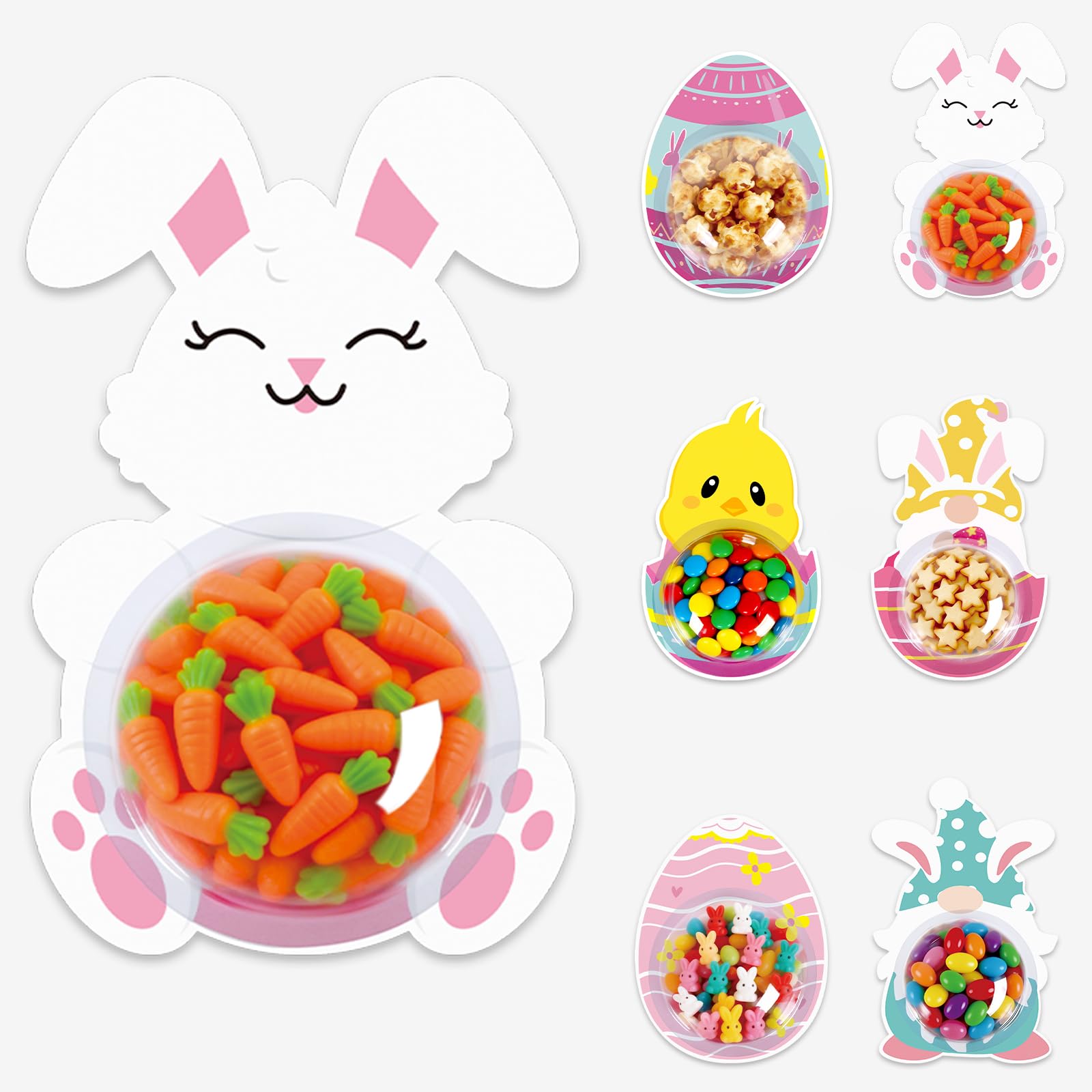 24 Pcs Easter Candy Cards for Classroom Exchange,DIY Candy Cards with Plastic Domes,Easter Party Favors Greeting Cards for Easter Gatherings & Activities(Candy Not Included)