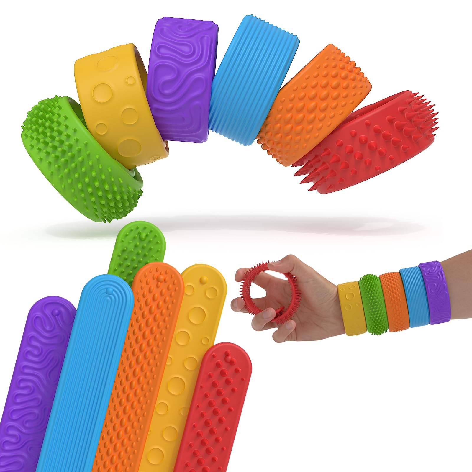 6Pcs Sensory Slap Bracelets Fidget Toys for Adults Stress Relief Toys