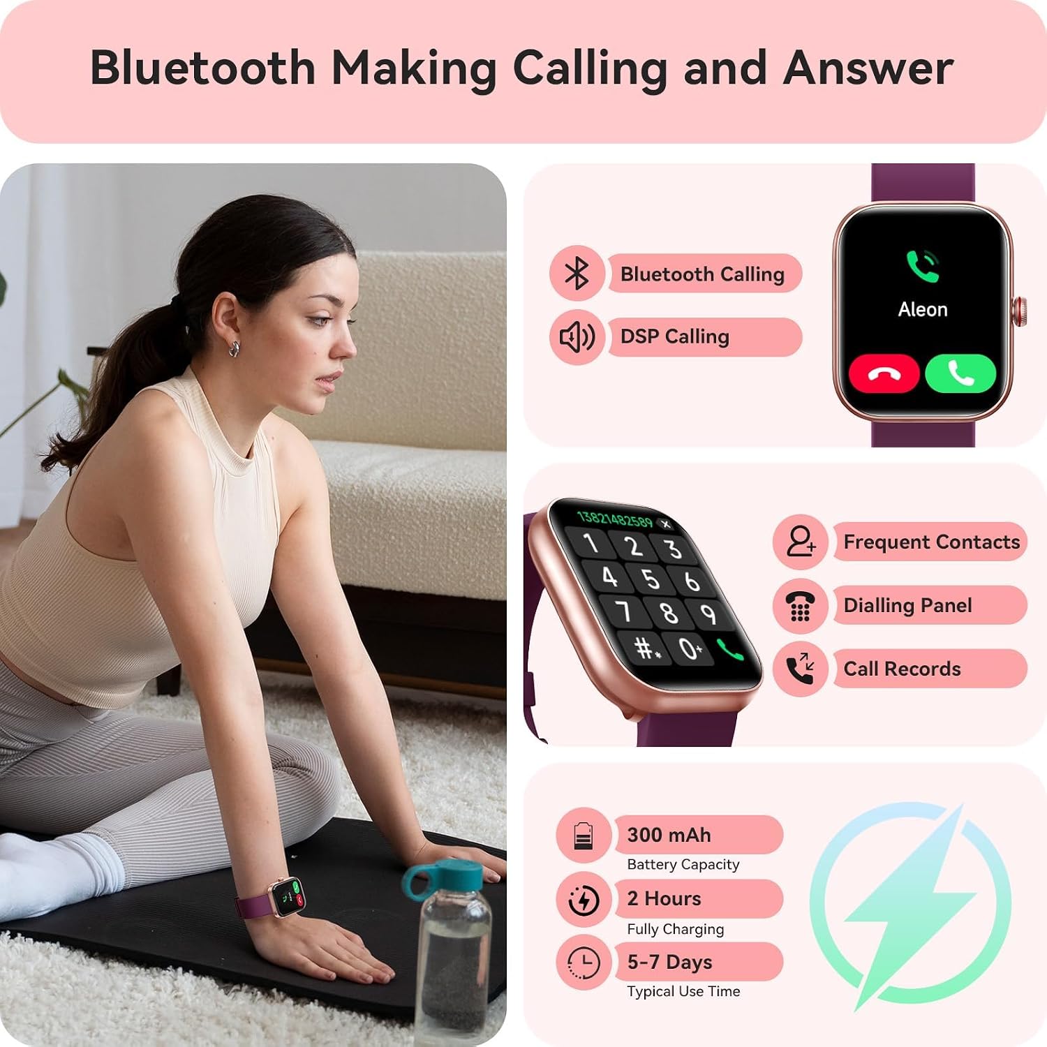 Smart Watch for Women Men, Smartwatch for iPhone & Android Bluetooth (Answer/Call) Built-in Alexa, 1.91" HD Fitness Tracker with 105+ Sport Modes, IP68 Waterproof, Sleep/Heart Rate/Stress Monitor image 2