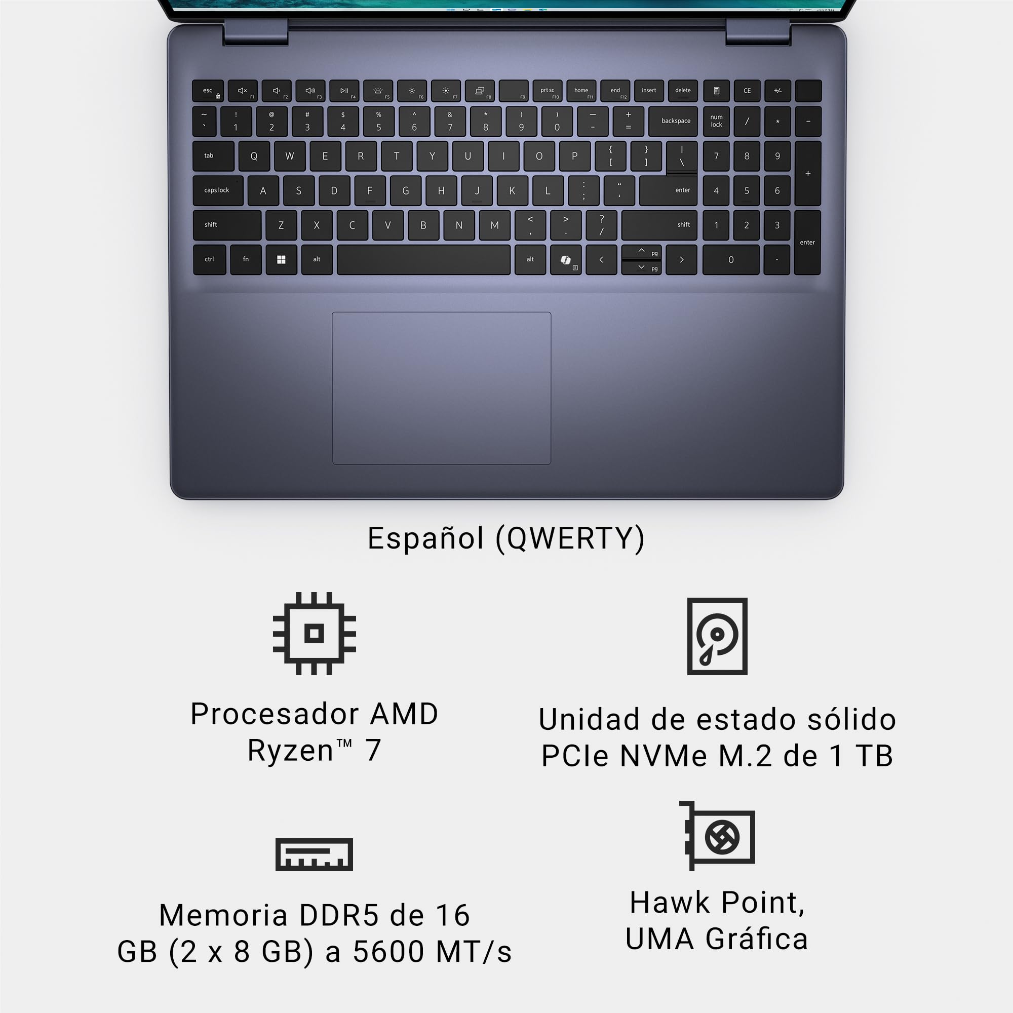DELL 15 Portátil DC15250 – 15,6" FHD 120Hz, Intel Core i7-1355U, Gráficos Intel UHD, 16GB RAM, 512GB SSD, Webcam HD, Windows 11 Home, Teclado QWERTY Español, Color Negro — view 38
