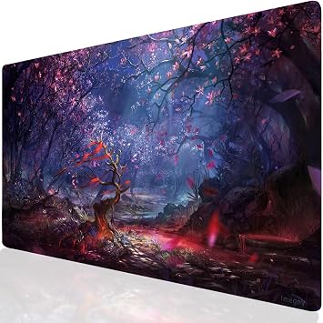 Extended Gaming Mouse Pad, Portable Mat for Keyboard & Mouse with Stitched Edges + Non-Slip Rubber Base 90x40 forest001
