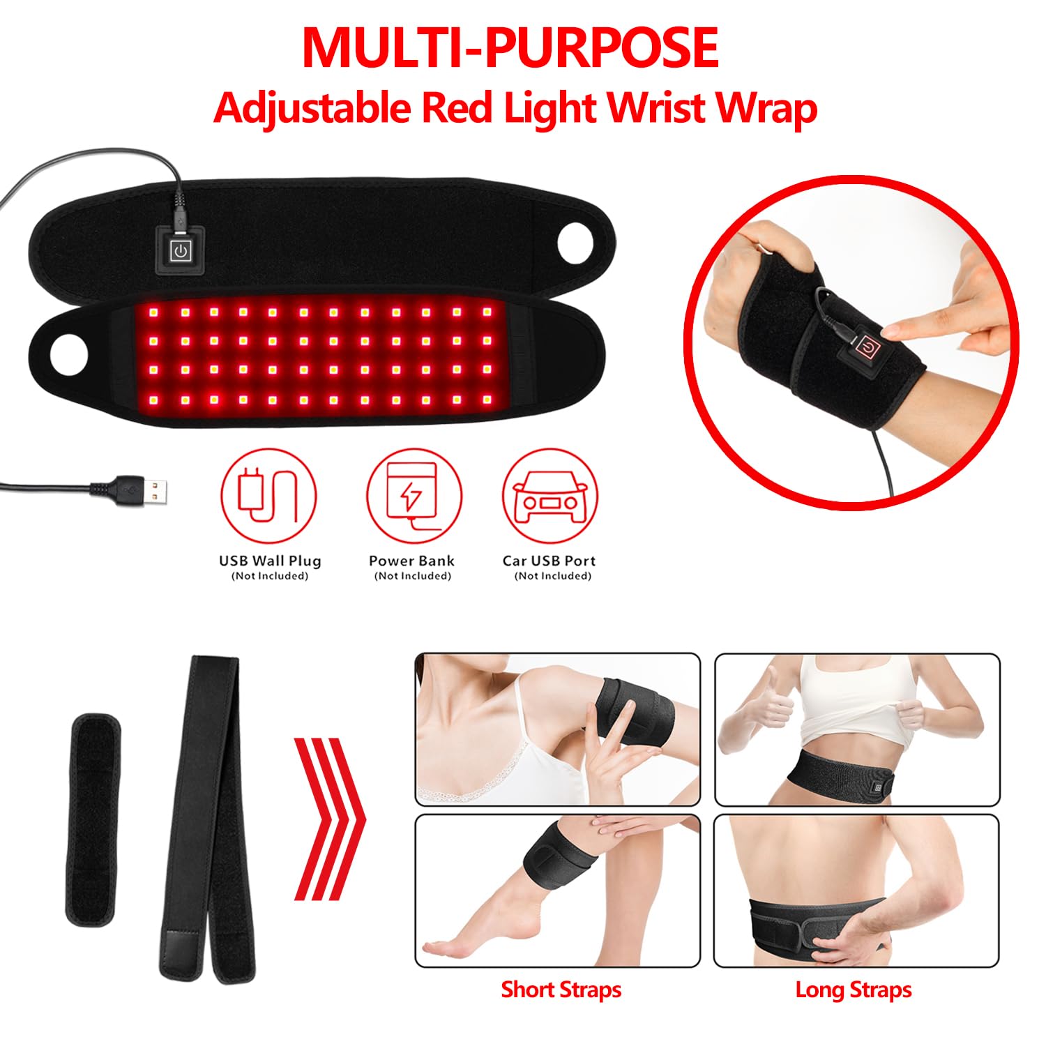 Red Light Therapy Hand Wrist Wrap - Therawrap Red Light for Carpal Tunnel - 660nm 850nm Near Infrared Heating Pad LED Device - Stiffness Recovery Pain Relief Wrist Brace - Image 5