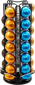 Coffee Pod Holder for Nespresso Vertuo, 35-Pod Capacity, Silent Rolling, Black