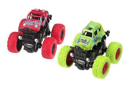 Toysale Unbreakable Diecast Mini Monster Truck,Stunt Car, Pull Back Mechanism with Rubber Tyre and Jumper, Mini Rock Climbing Vehicle, Friction Car