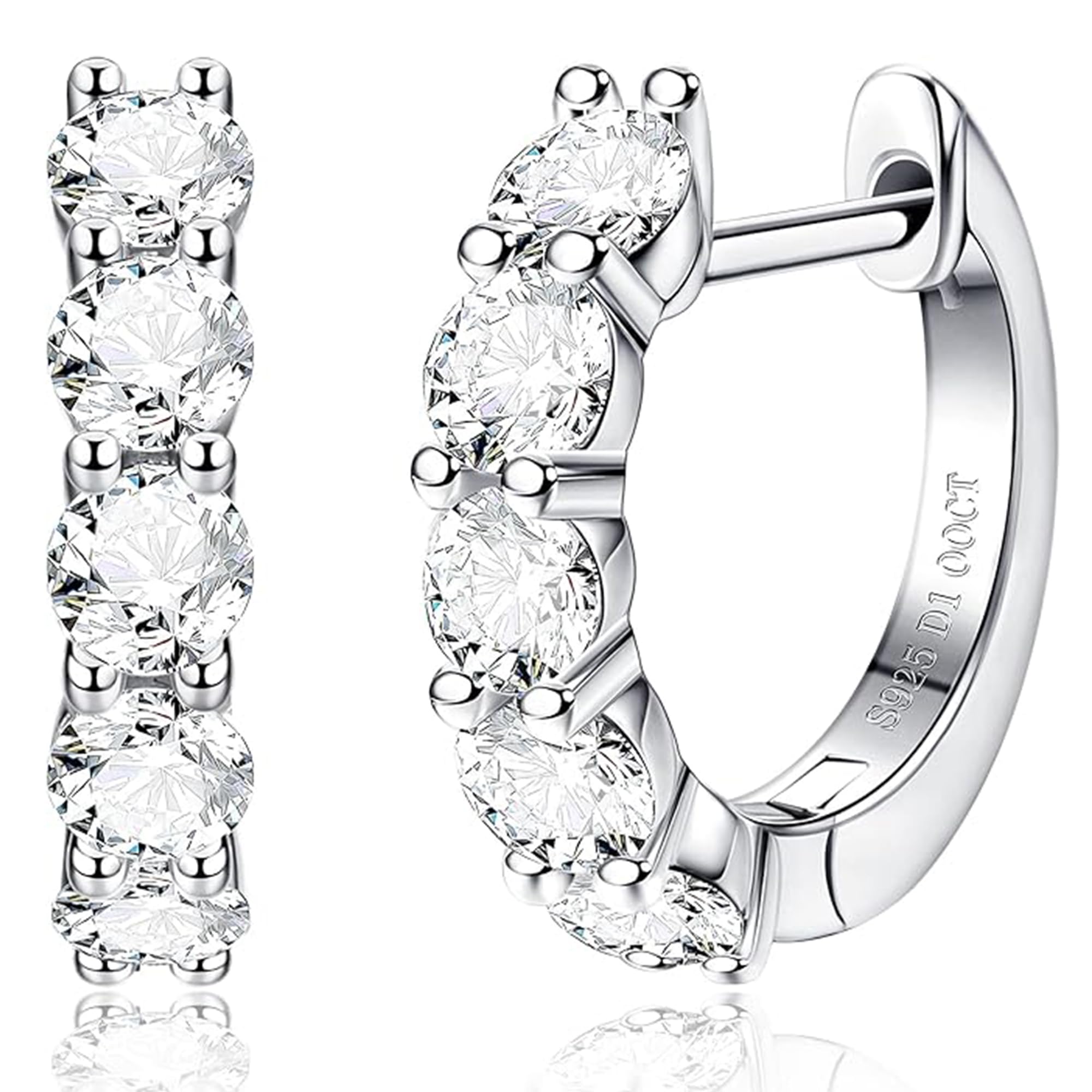 DOCHAIS Moissanite Ohrringe Silber 925 Damen 14K Vergoldetes Hypoallergene Ohrringe Hängende Moissanite Creolen Schmuck Für Frauen Valentinstag Geburtstag Geschenk 3.5mm