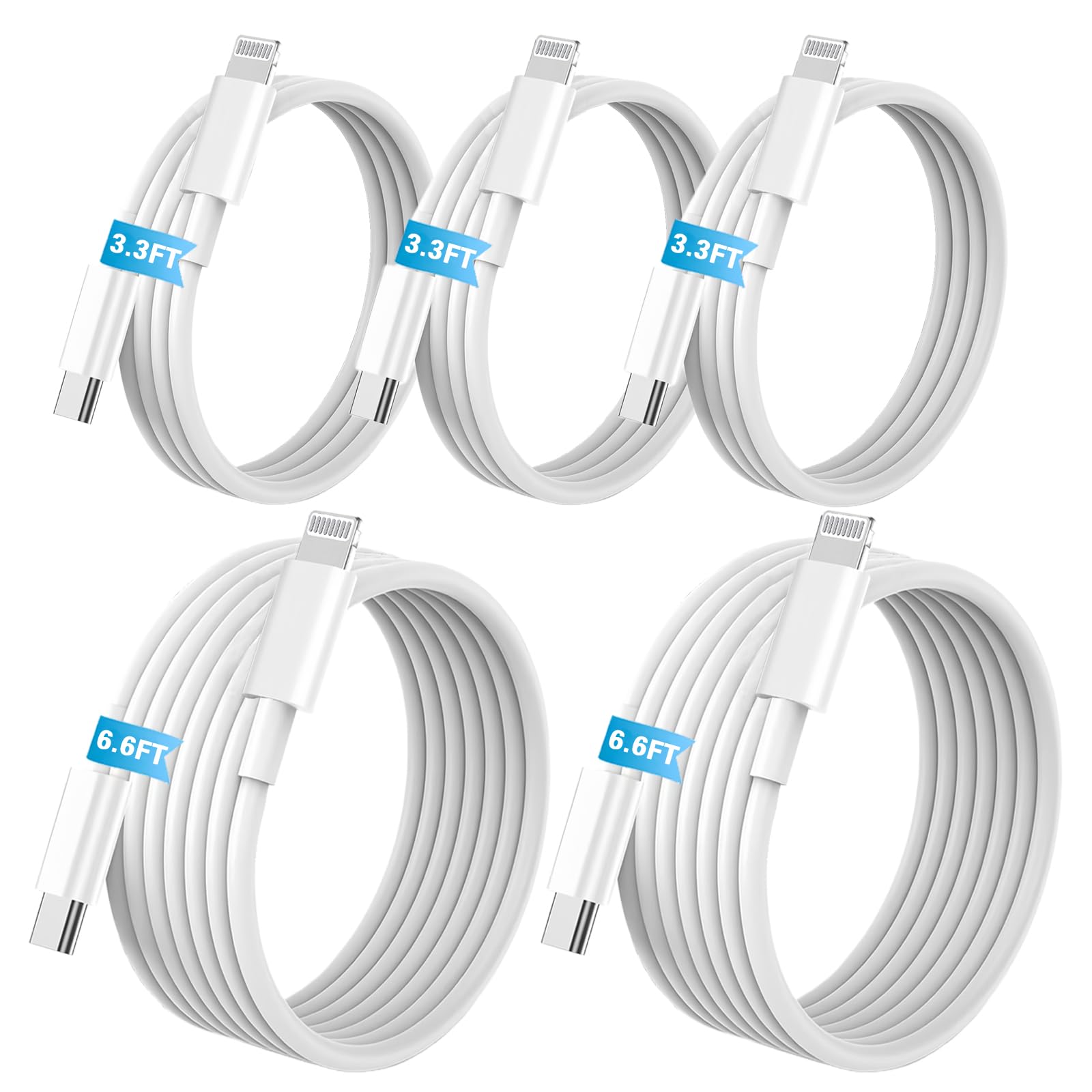Cable de carga rápida PD certificado MFi con conector USB C a L para iPhone y Pad 5 piezas 8