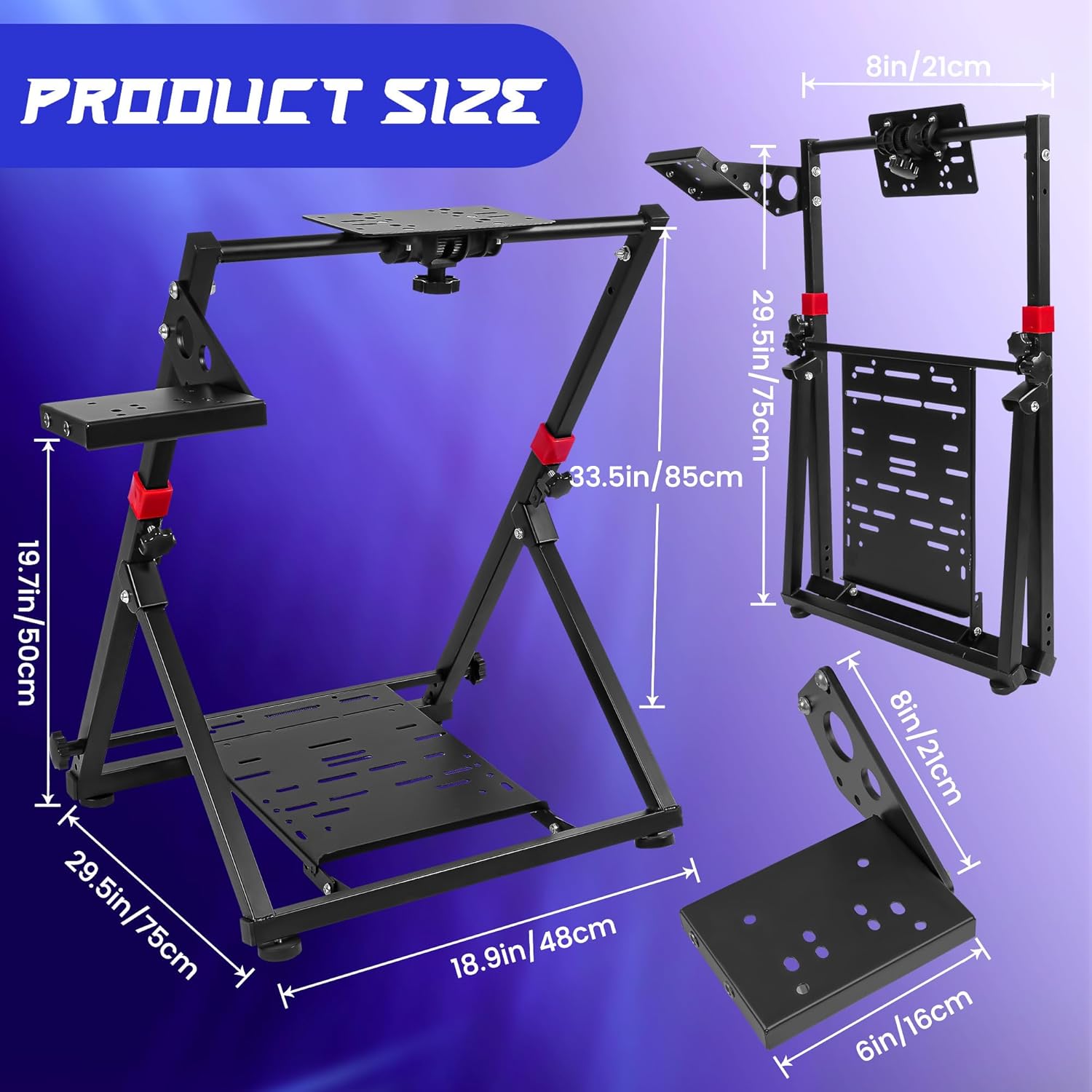 Guil Vim steering Wheel Stand Foldable for Logitech G923 G29 G920 G27 G25 for Thrustmaster GT500 T300RS/T300GT/ T500RS/TGT/TS T248X T248 T300 T458 TX Foldable Tilt-Adjustable Racing Stand