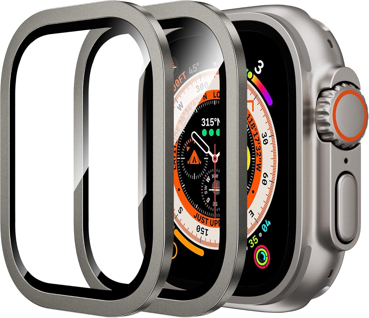 HANKN for Apple Watch Ultra 3/Ultra 2/Ultra Screen Protector 49mm [2 Pack],9H Tempered Glass + Titanium Alloy Frame, [Keep Original] [Touch Sensitive] Lightweight Protective Glass Film for iwatch Ultra 3/2/1 [Titanium]-image-5
