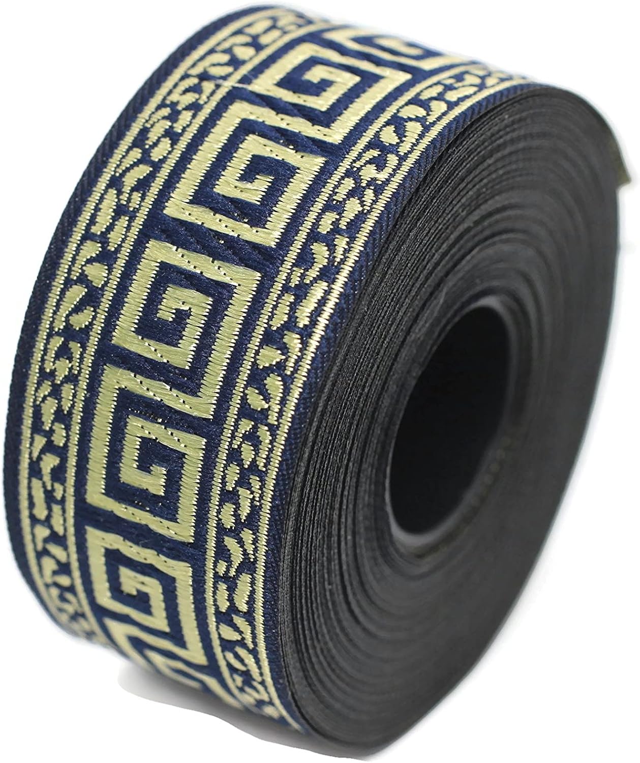 11 Yard Spool 1.37 inches Wide Royal Blue Gold Greek Key Jacquard Ribbon Medieval Fabric Trim Gift Wrapping Wedding Party Decoration 35060