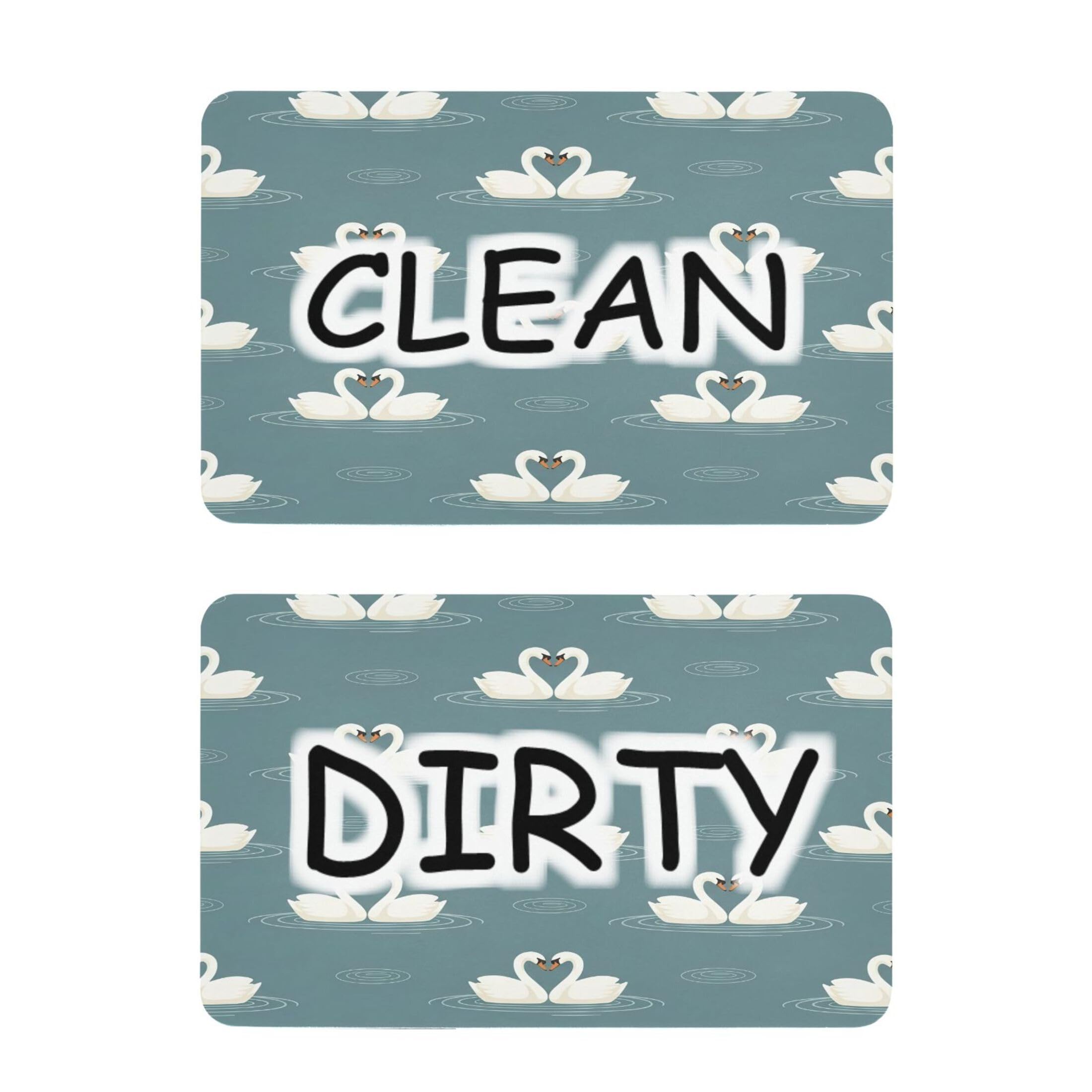 Kutsu Dishwasher Magnet Clean Dirty Sign Indicator, Swan Fridge Magnet, Easy to Read, 2 Pack