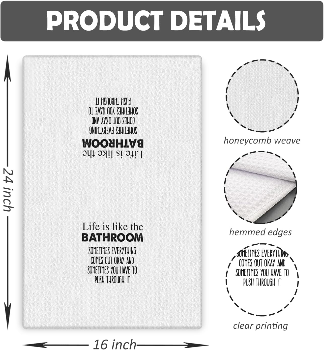 Funny Hand Towels, 16x24 Inches, Life is Like The Bathroom Decorative Towels - Image 8
