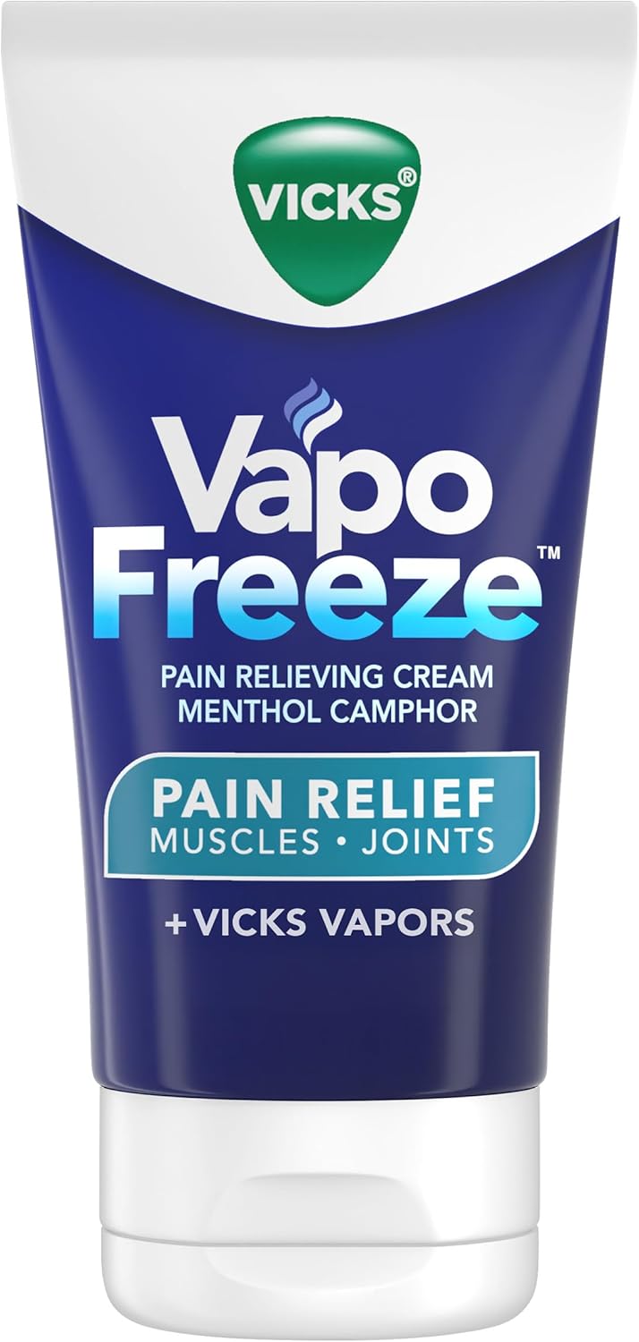 Vicks VapoFreeze Menthol Pain Relieving Cream 3oz, for Muscles & Joint Pain Associated with Arthritis, Simple Backaches, Strains, Sprains, Bruises, Vicks Vapors, Penetrating Formula