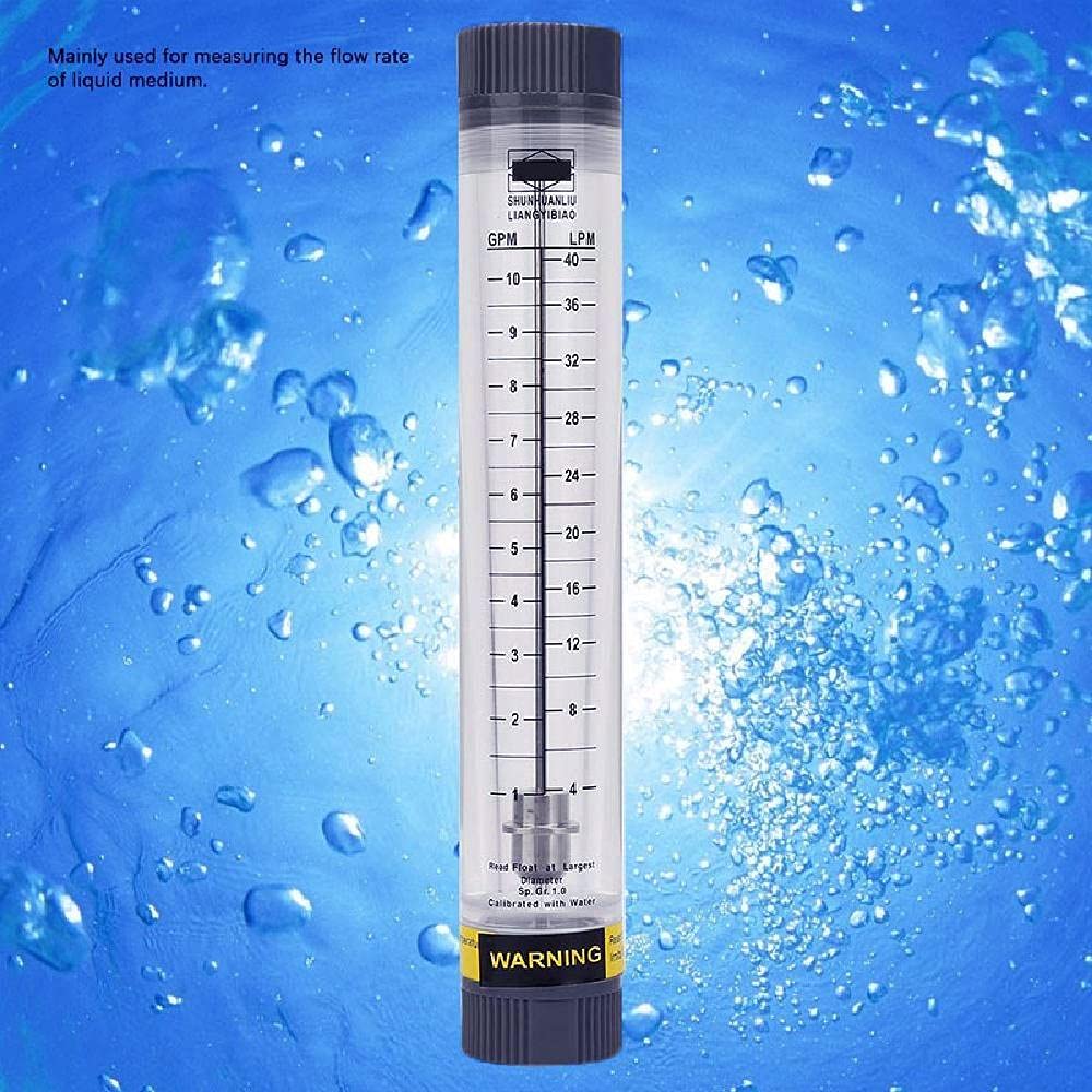 LZM-20G - Misuratore di portata per tubi, in vetro acrilico, flussometro per tubazioni per filettatura interna acqua 3/4", 1-10 GPM e 4-40 LPM