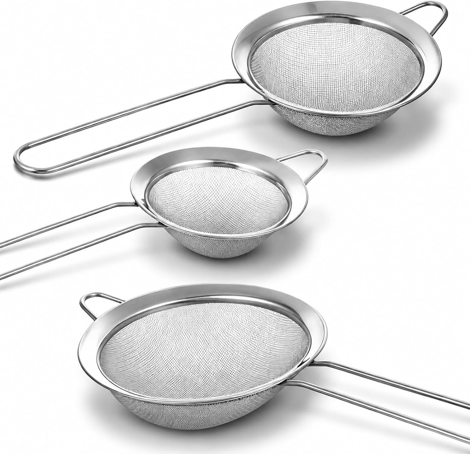 3 Pcs Fine Mesh Strainer Stainless Steel Cocktail Strainer with Handle