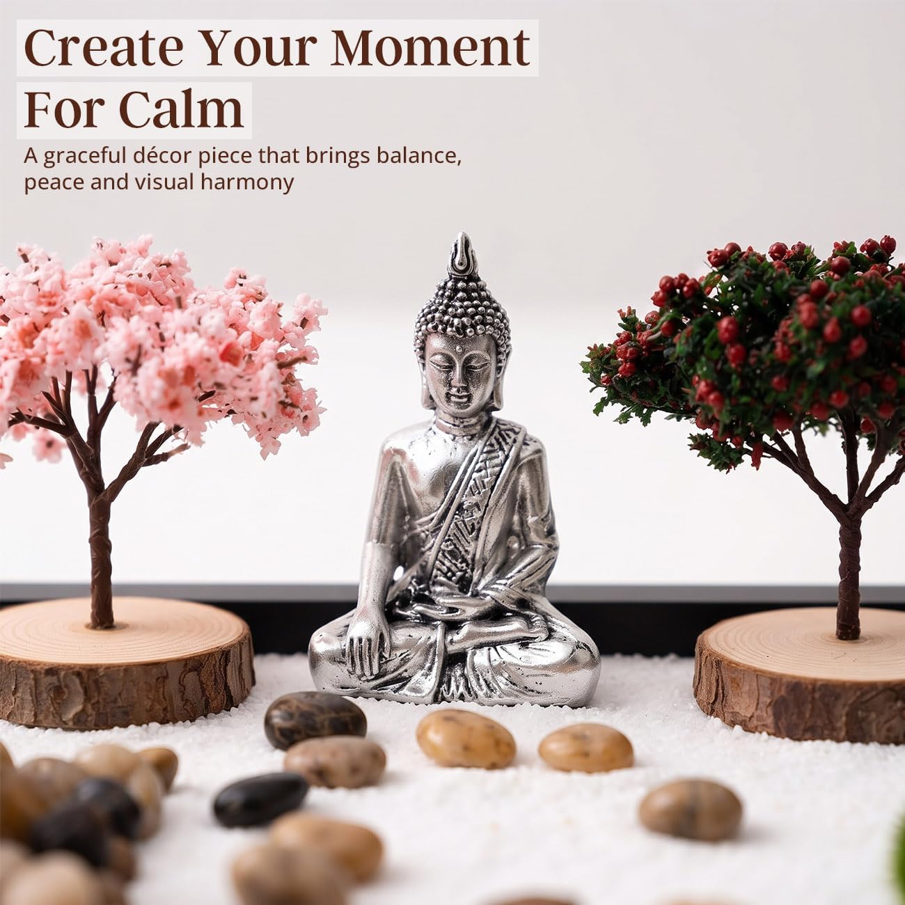 Zen Garden for Desk, Mini Desktop Zen Sand Garden with Buddha Decor