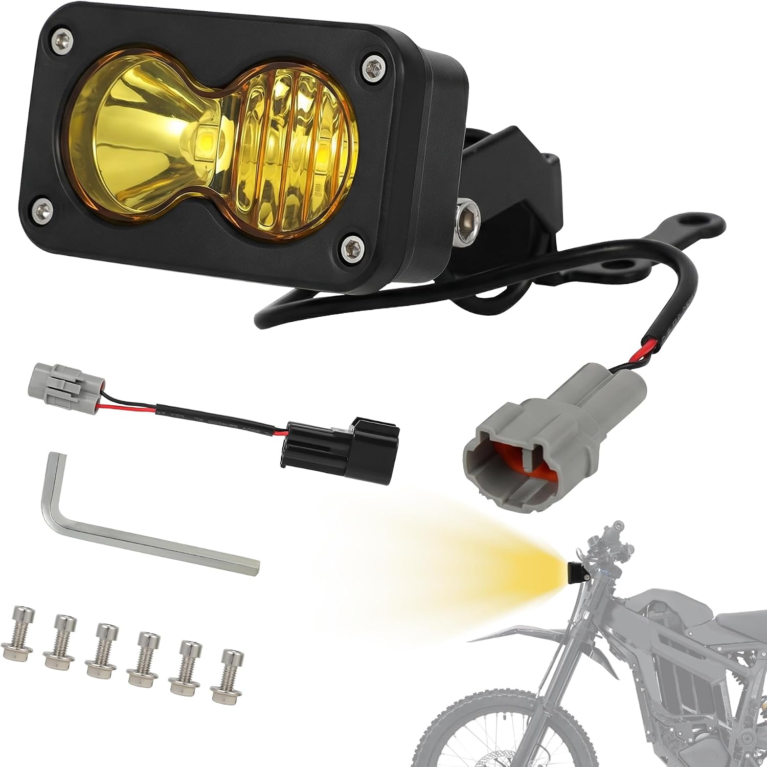 JFG RACING Headlight for Electric Dirt Bike,Dirtbike Head Light Kit Light Bar for Surron Light Bee X/LBX/Talaria Sting MX3 R MX4 MX5 Pro/E Ride Pro-Yellow Lighting