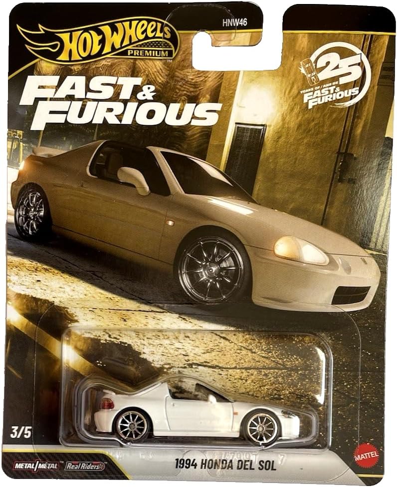 Hot Wheels Fast & Furious Premium Cars 1994 Honda del Sol 1:64 Scale Metal Collectors Vehicle Inspired by Fast & Furious Movie Saga JHW63
