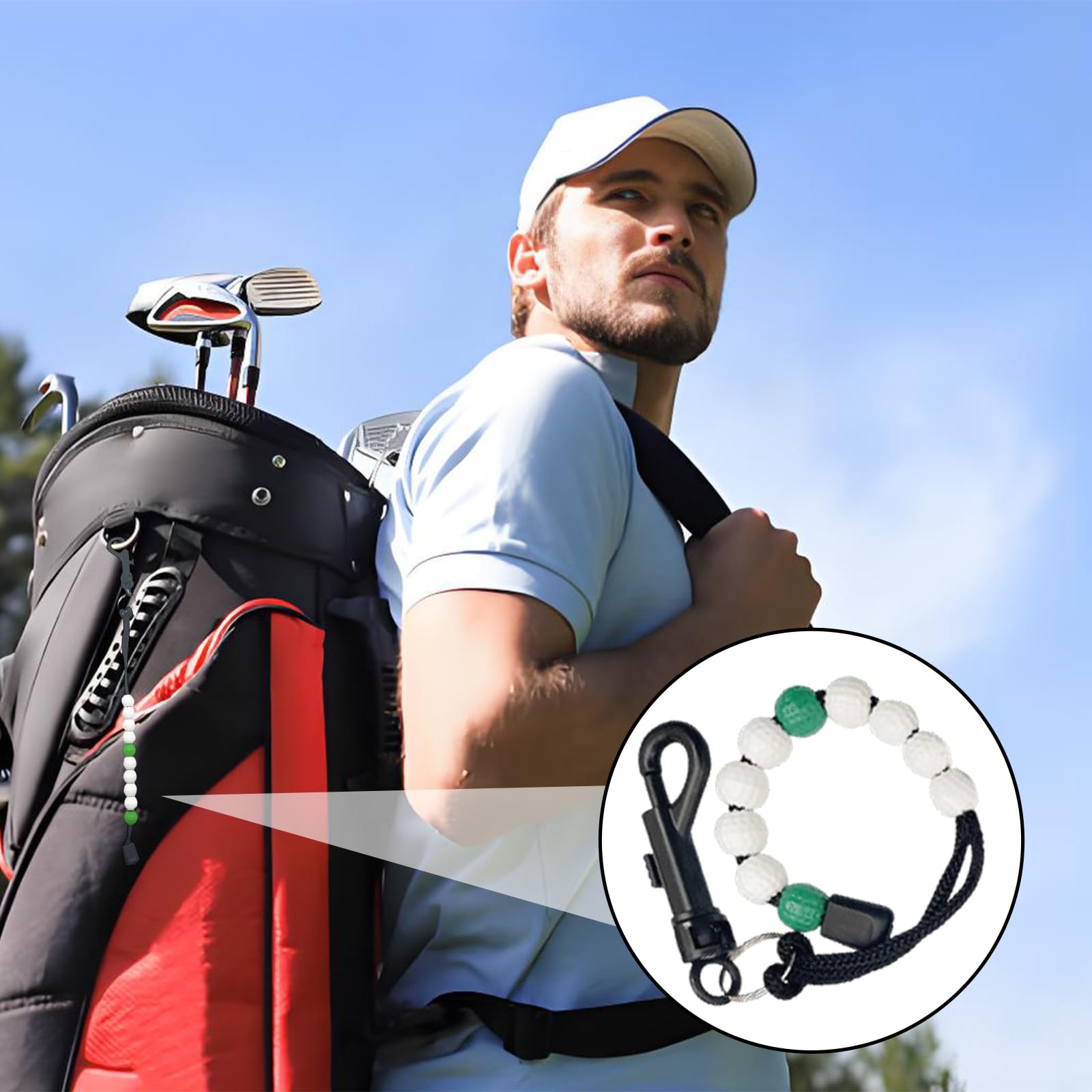 2 Pezzi Contatore di Colpi da Golf, Catena di Conteggio del Golf, Contatori per Perline da Golfista con Clip, per Sportivo All'aperto