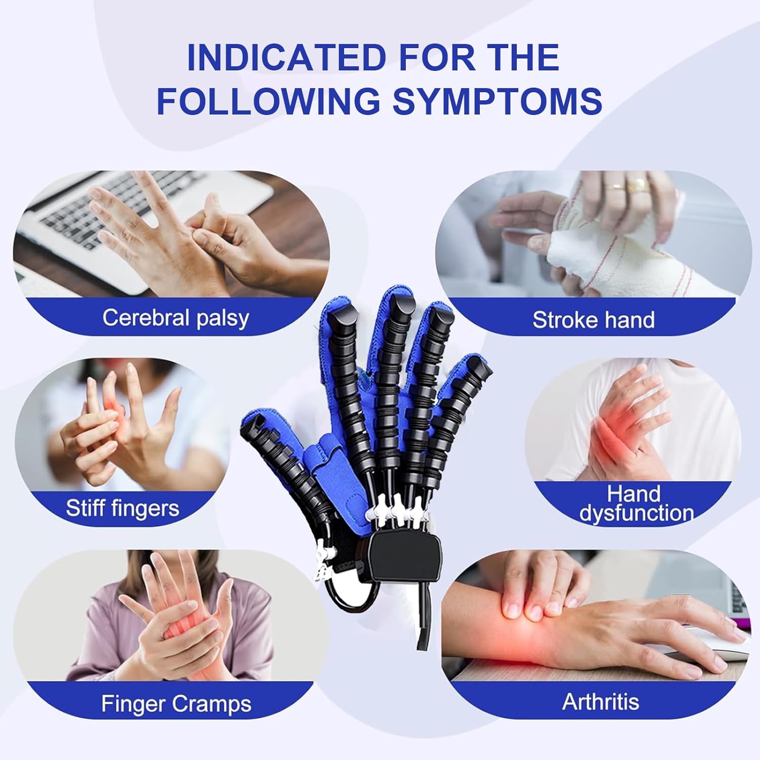 Rehabilitation Robotic Glove, Stroke Recovery Therapy Equipment for Cerebral Palsy, for Finger and Hand Function Workout Recovery, Relieve Hand Fatigue