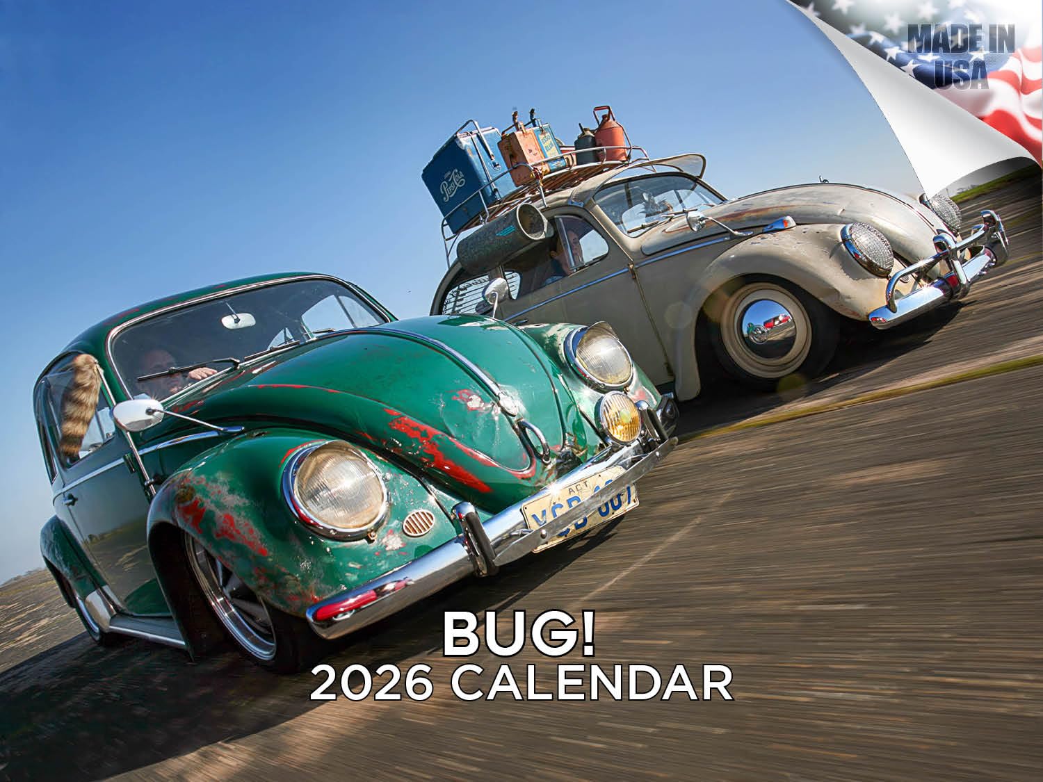 Calendario 2024 2025 con scarabeo – Calendario mensile da parete con auto d'epoca – 30,5 x 45,7 cm aperto – carta spessa senza sbavature – idea regalo – calendario per insegnanti accademici per