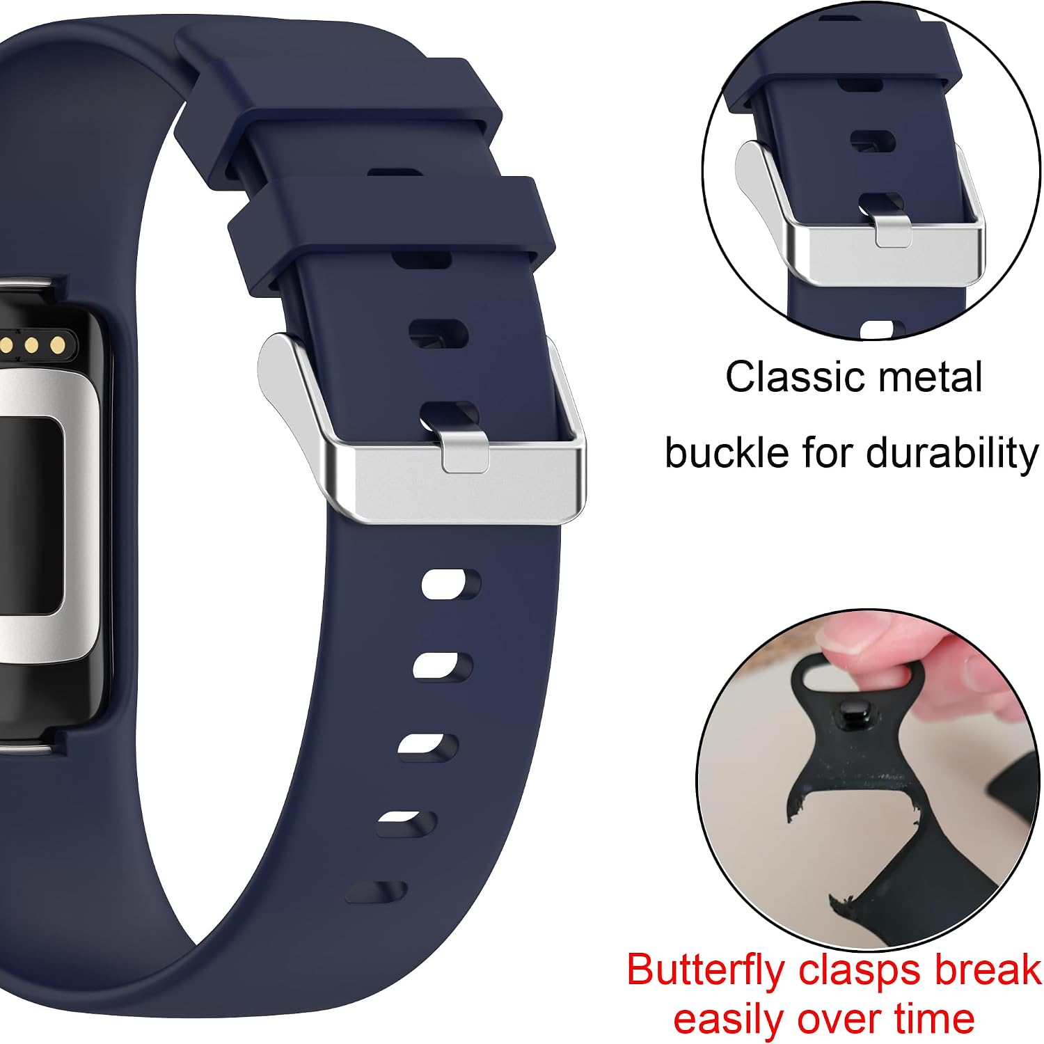 Silicone Sport Band Compatible with Fitbit Charge 6/Charge 5 Band with Case for Soft Silicone Strap with Shatter-Resistant Protective for Charge 5/Charge 4/3 Advanced Fitness Tracker