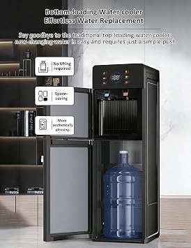 Water Dispenser, Bottom Load Water Dispenser For 5 Gallon Bottle With 3 Temperature Water Cooler, Ideal For Home, Office, Kitchen, Floorstanding