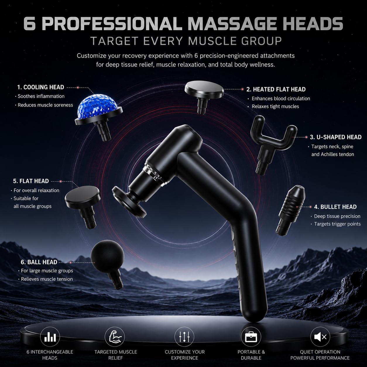 Pistolet de massage avec fonction chaleur et froid