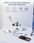 European Travel Plug Adapter Kit with USB Ports, Universal Extension Cord 5 FT, USA to European, UK Plug Adapter for Travel & Life, Accepts Type A/B/C/D/E/F/G/H/I/J/K/L/N/O Plugs, Not A Converter