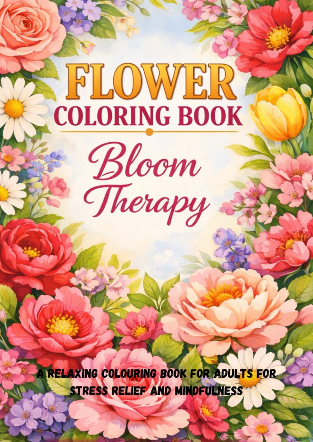 Flower Colouring Book for Adults: Bloom Therapy