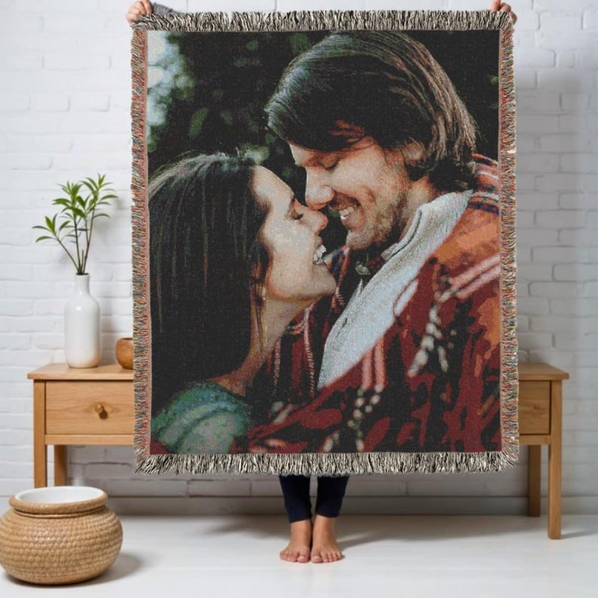 Personalisierte Baumwoll-Überwurfdecke, personalisiertes Foto, gewebte Baumwolldecke, gewebte Decke mit individuellem Foto (150 x 200 cm)