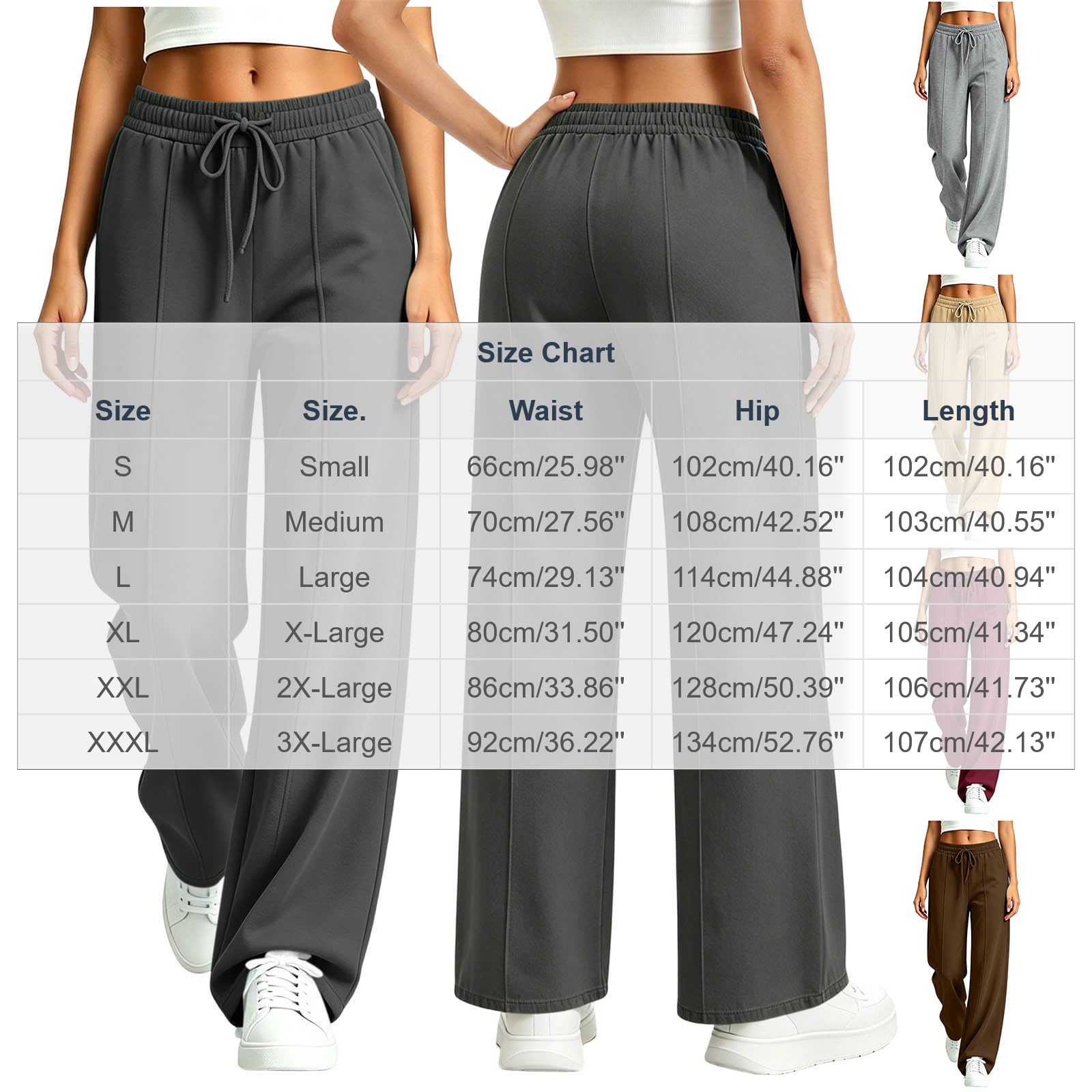 Generico Pantaloni Sportivi Donna Pantaloni Baggy con Tasche Morbidi Pantalone Jogger in Cotone Larghi e Leggeri Pant Lunghi Tinta Unita Pantalone Tuta con Coulisse per Allenamento Jogging Fitness