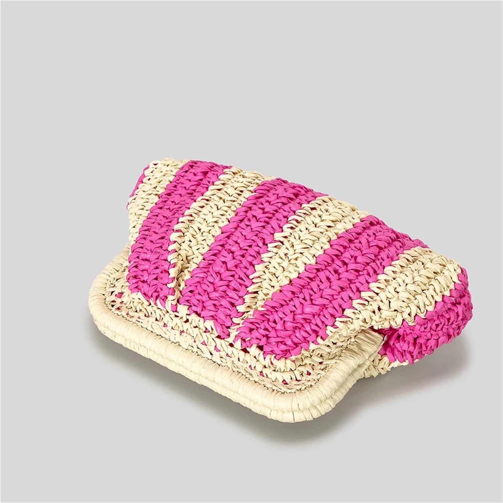 Pochette in paglia a righe for donna Borse a tracolla a in carta intrecciata Borsa casual fatta a mano Per Donna(Pink)