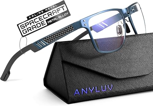 Miniatura 34 de ANYLUV Gafas de bloqueo de luz azul para hombre, gafas de juegos de computadora, ligeras, de metal Al-Mg, protección ocular antifatiga ocular