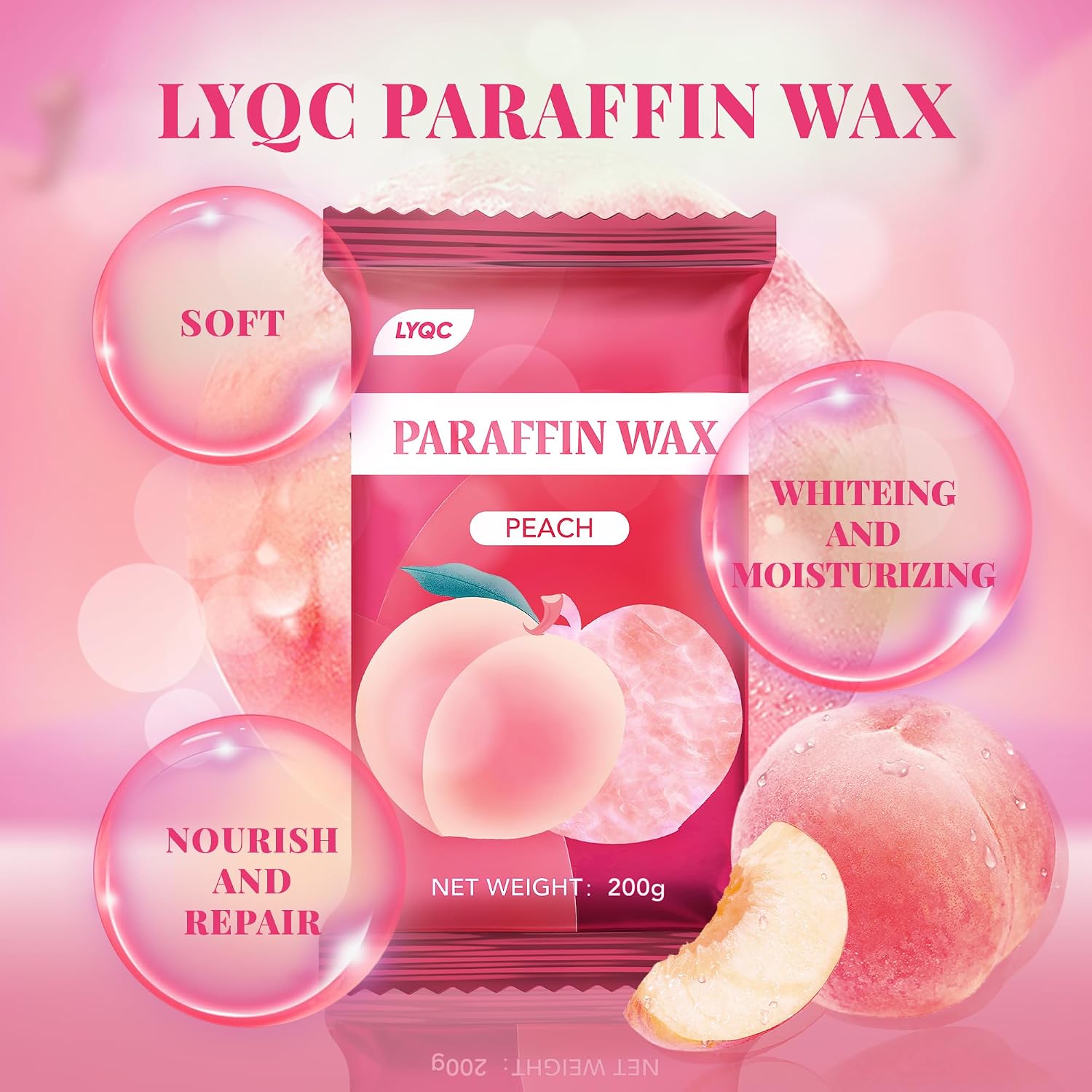 Paraffin Wax Refill, 10 packs of Paraffin Bath Wax for Hands and Feet for relief of stiff muscles and arthritic pain - deeply moisturises and protects the skin of the hands and feet (Peach)