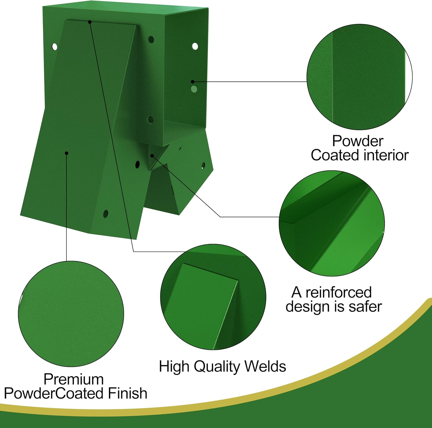 Middle Swing Set Brackets,A-Frame Heavy Duty Steel (6.17 lbs) Swing Set Hardware with All Mounting Accessories - DIY Swing Set Middle Bracket Kit for Backyard, Garden, or Playground, Green