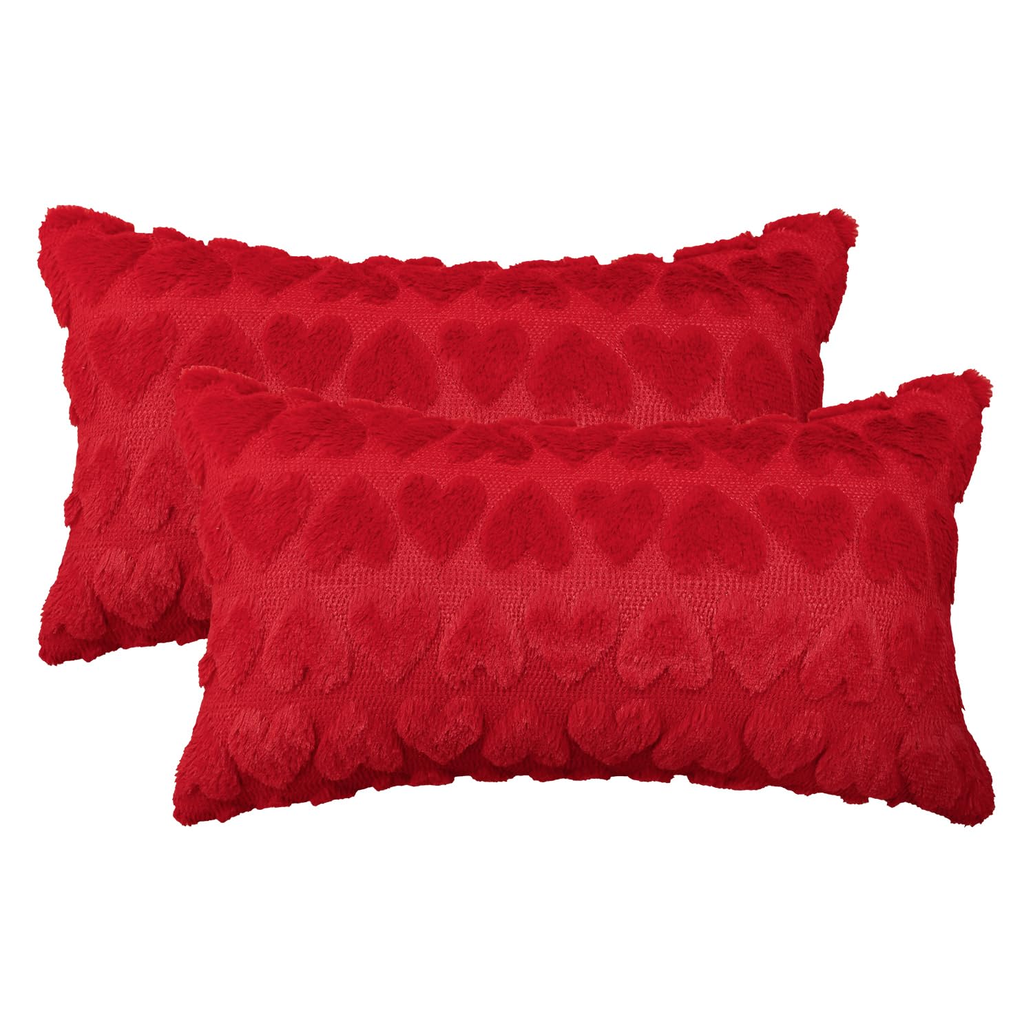 AVOIN colorlife Valentines Day Love Heart Throw Pillow Cover Set of 2 12 x 20 Inch Red Soft