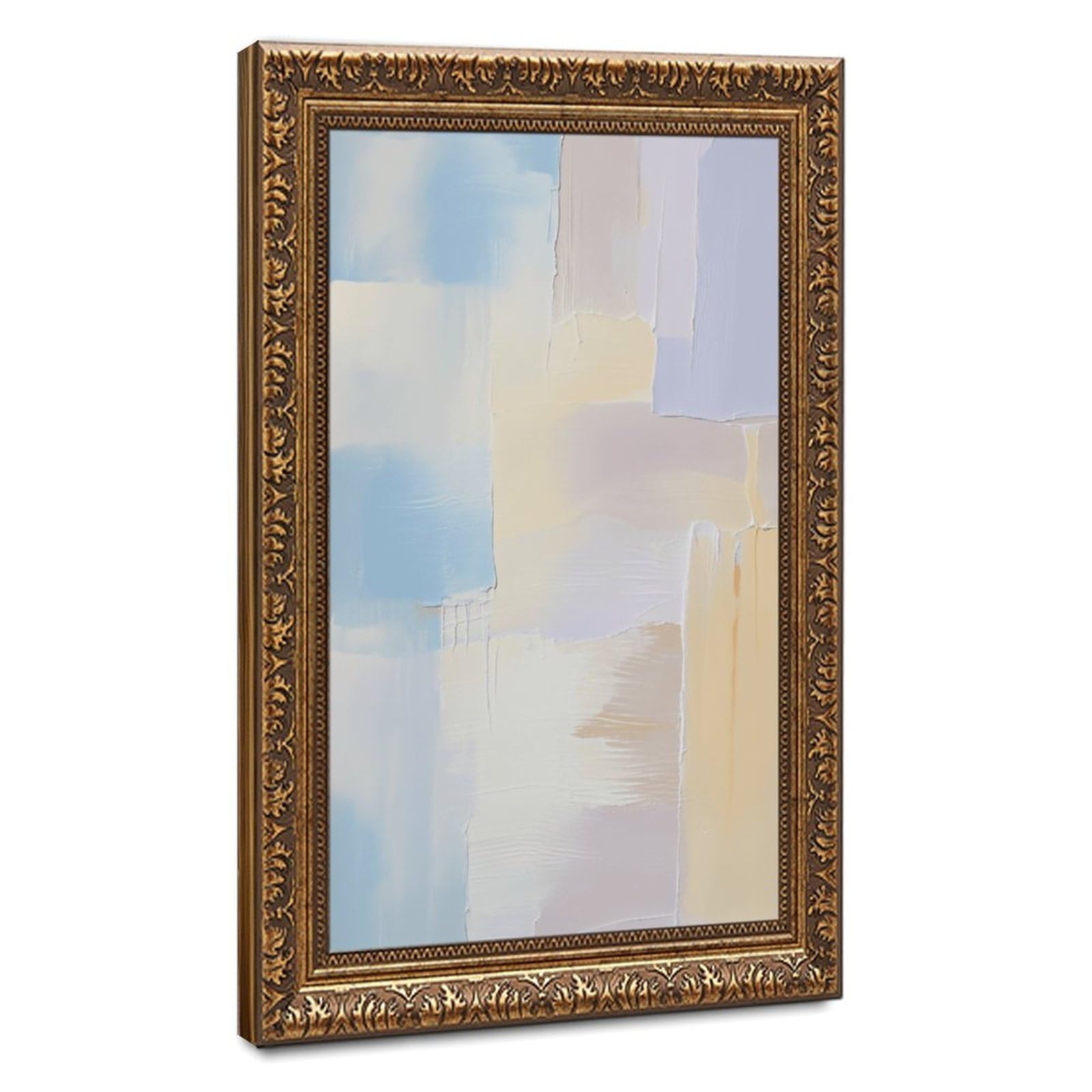 Zguols Warm Textured Abstract And Minimalist Poster Canvas Poster Bedroom Decor Sports Landscape Office Room Decor Gift Retro Gold Frame 12" L X 18" W