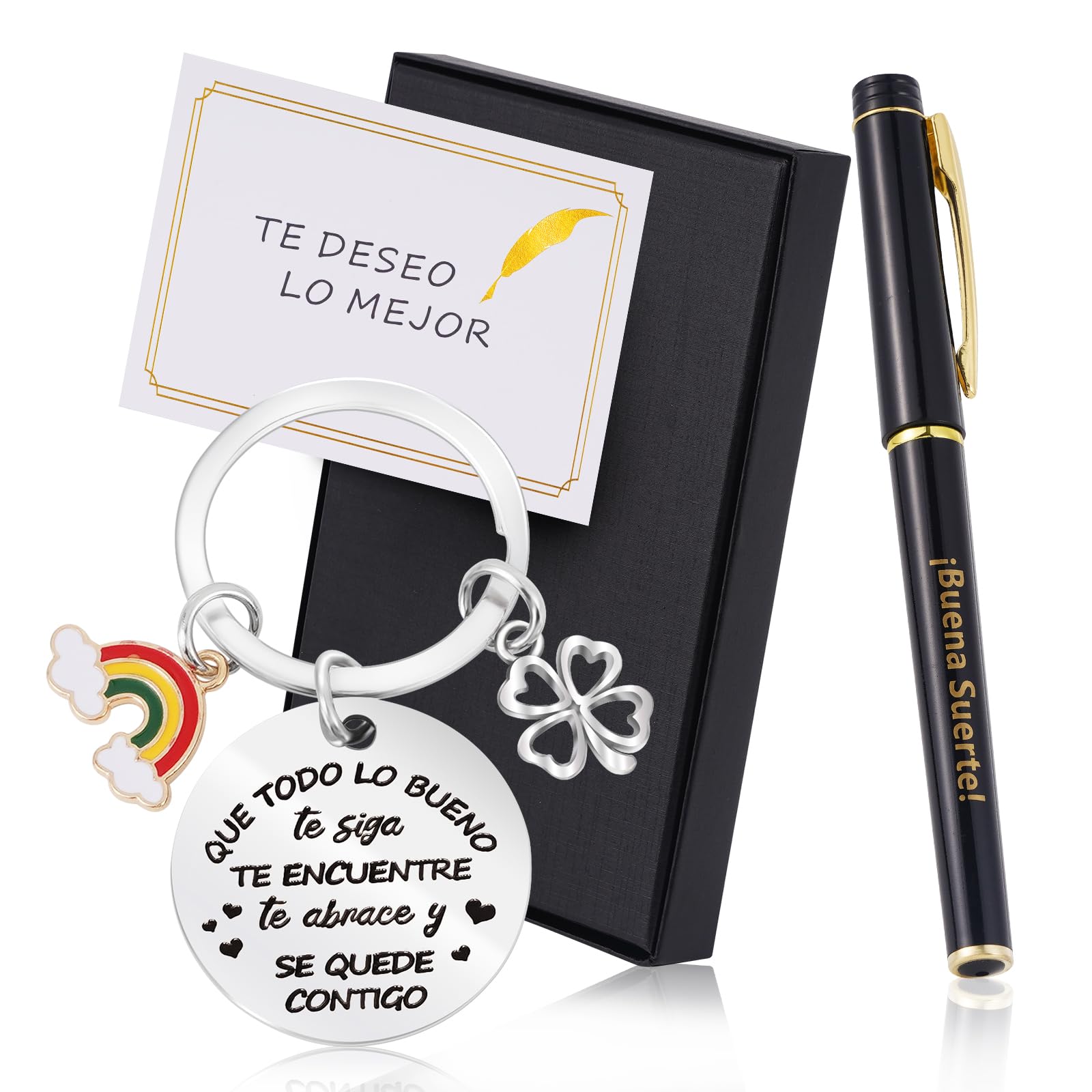 Echehi Regalos Originales Para Mujer y Hombre, con Llavero Originale, Pluma de la Suerte, Tarjeta y Caja de Regalo, Regalo Inspirador Motivación Para Familiar Colega Amigos Profesores Estudiantes