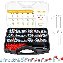 KELIN 405PCS Grease Fittings Kit, SAE & Metric Grease Fitting Assortment with 1/4" 1/8" NPT & M6 M8 M10 Straight 45 90 Zerk Fittings, Caps and Wrenches 7-11mm for Grease Gun