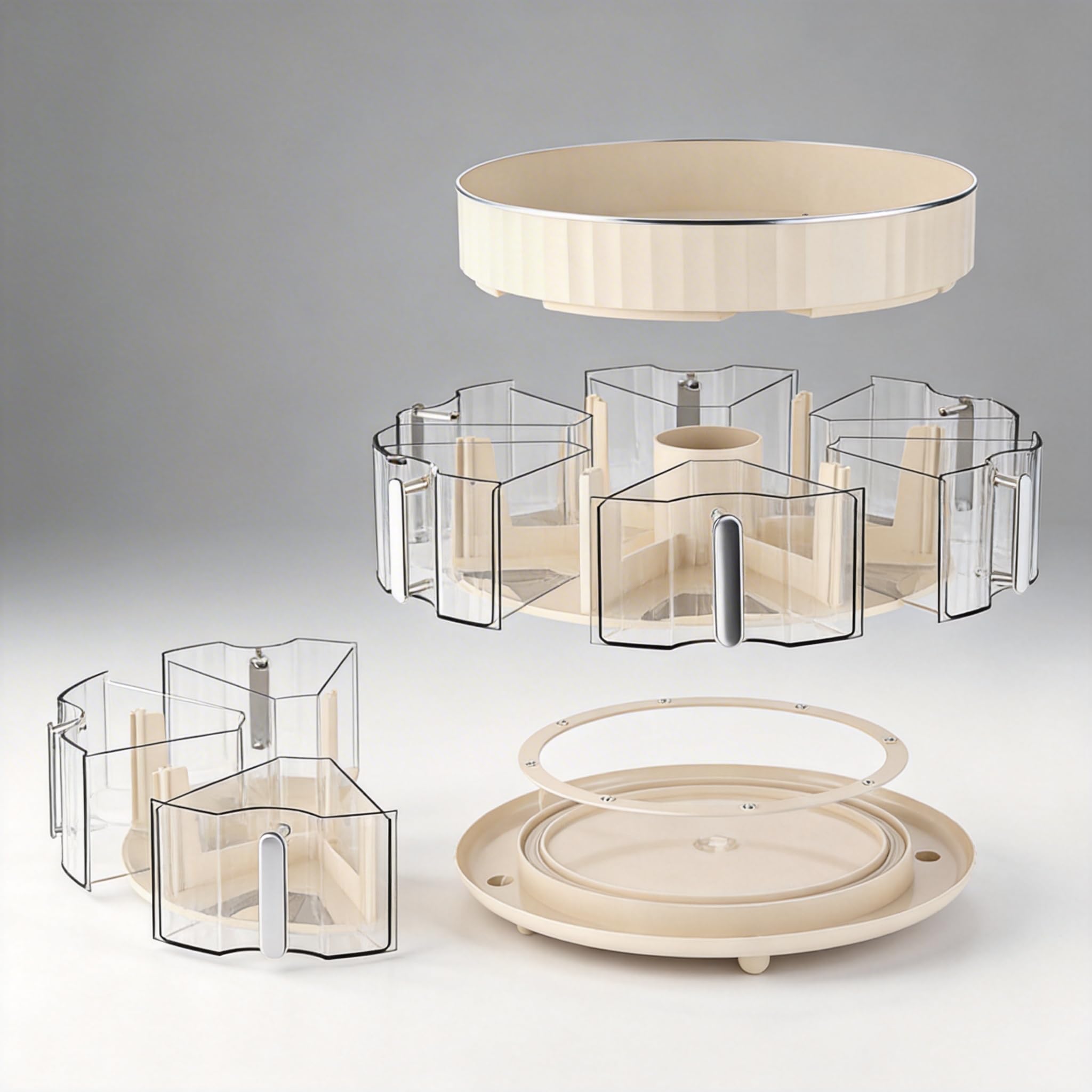 360° drehbarer Gewürz-Organizer - Lazy Susan Arbeitsplattenaufbewahrung für Gewürze, Öle und Gewürze, BPA-freier Kunststoff, rutschfeste Unterseite, platzsparendes Regal