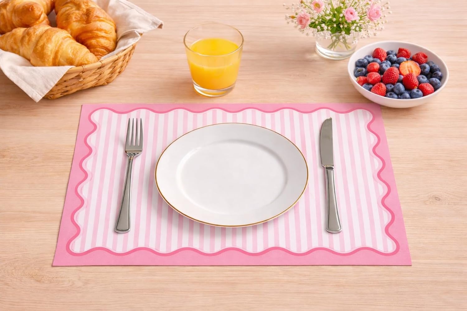 Paper Placemats 12x18 inch Disposable 24 Pack, Pink Hearts & Stripes Designs, Tear-Off Pad for Girls Birthday, Baby Shower, Cute Table Decor for Parties, Kids Activities, Hosting Supplies