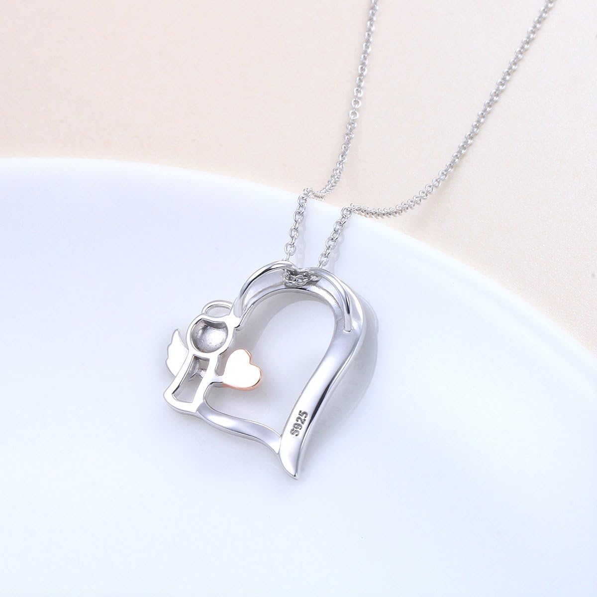 DAOCHONG Sterling Silver Always in My Heart Fairy Angel Wing Memorial Necklace for Women Girlfriend Daughter - Image 5