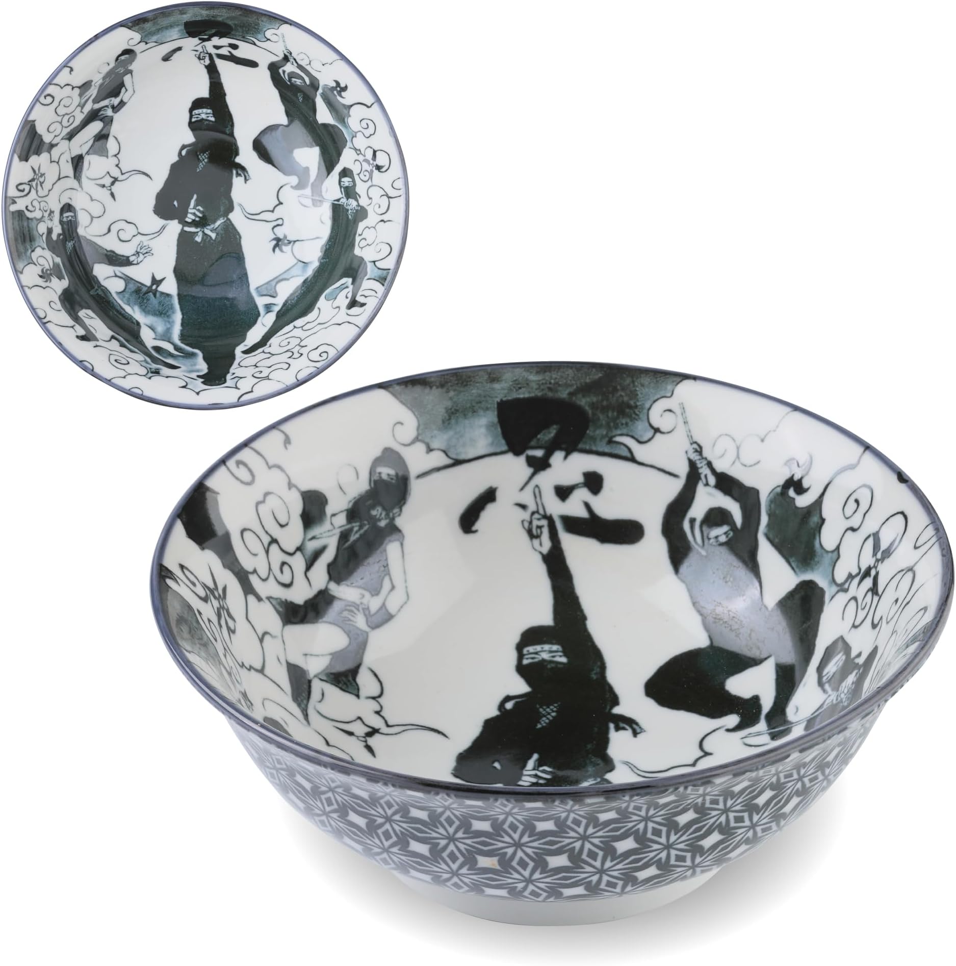 Japanese Mino Ware Dragon and Mt. Fuji Pattern 8.07 Inches