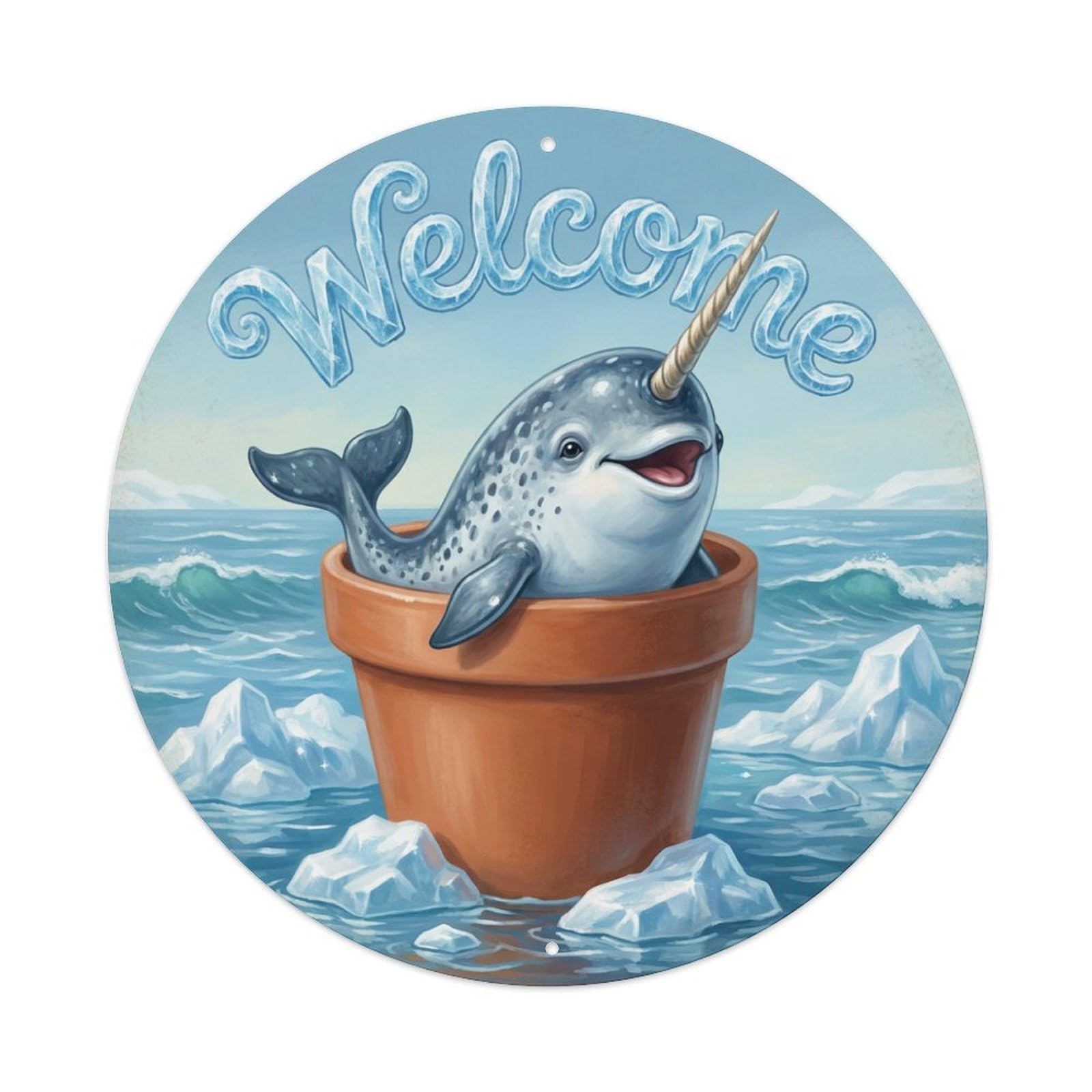 Welcome Narwhal Icy Sea Metal Tin Sign
