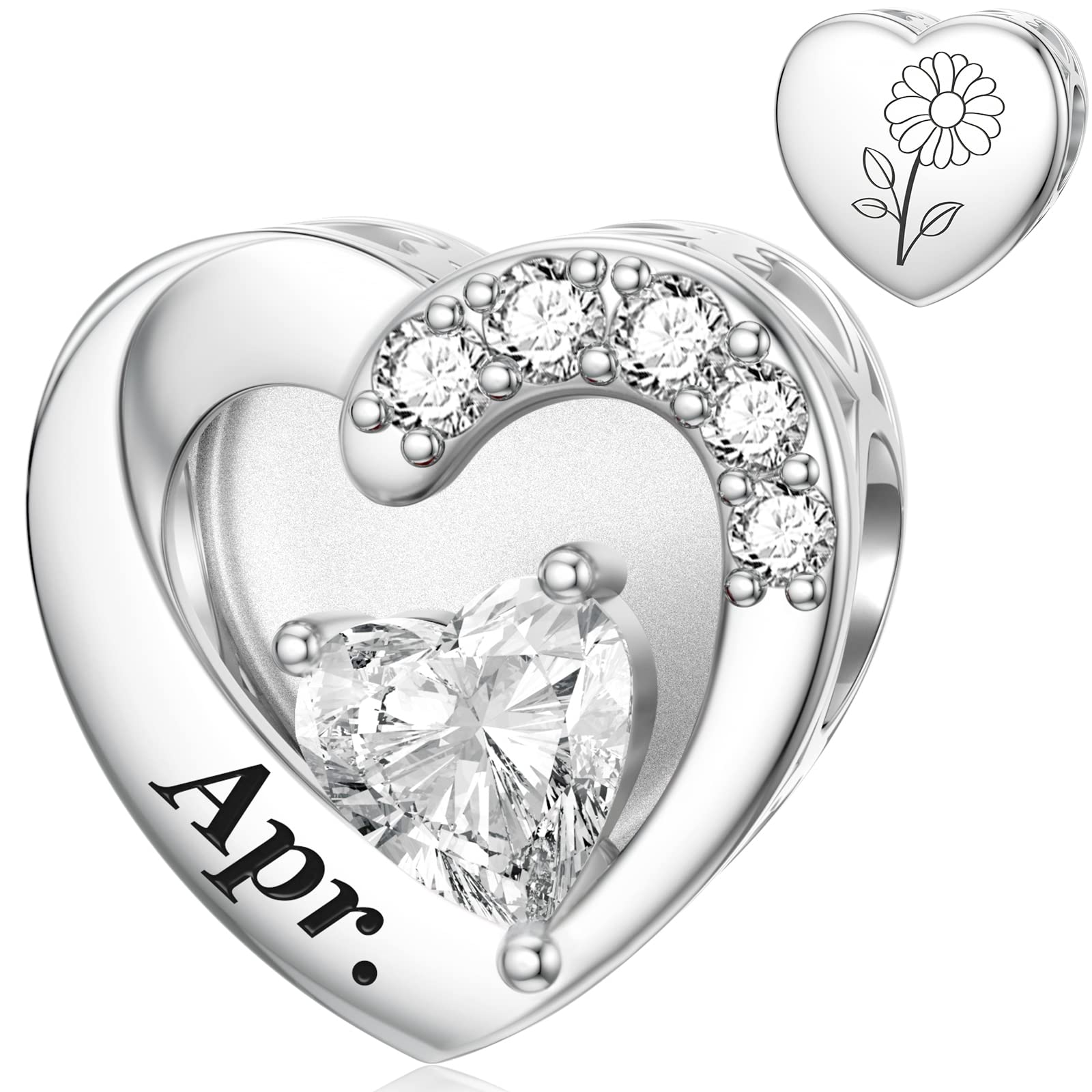 SEVENWELLBirsthtone Charms for Charm Bracelet 925 Sterling Silver Month Flower Birthday Bead Charm