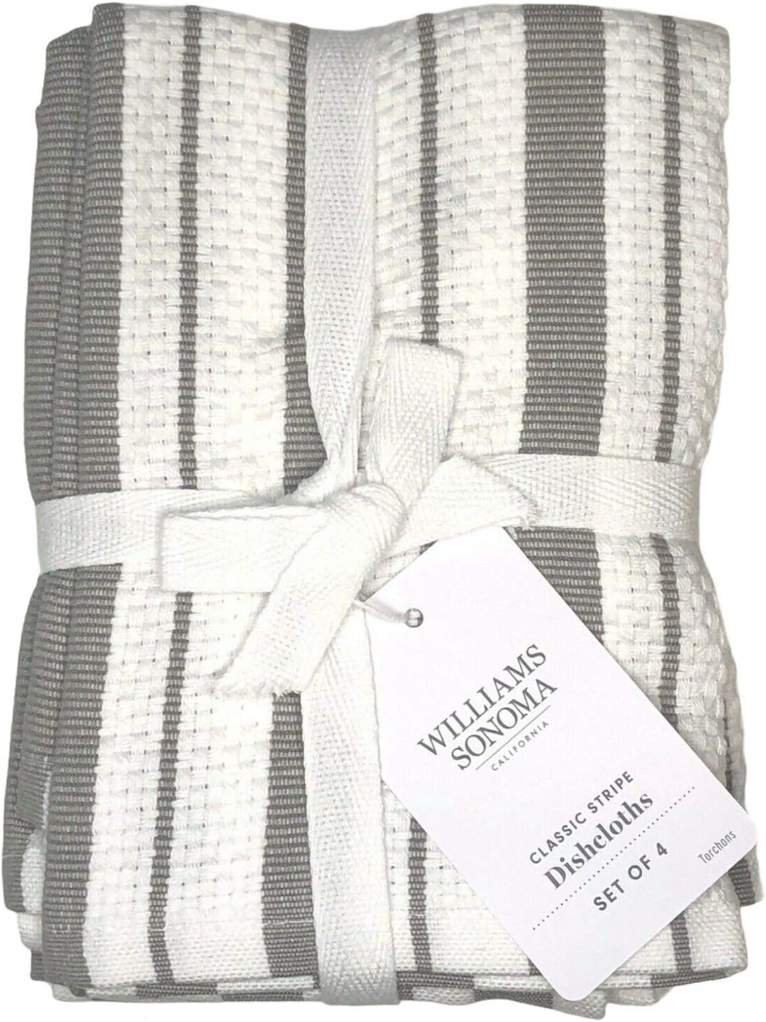 Classic Striped Dishcloths, Dishrags, Drizzle Grey (Set of 4)