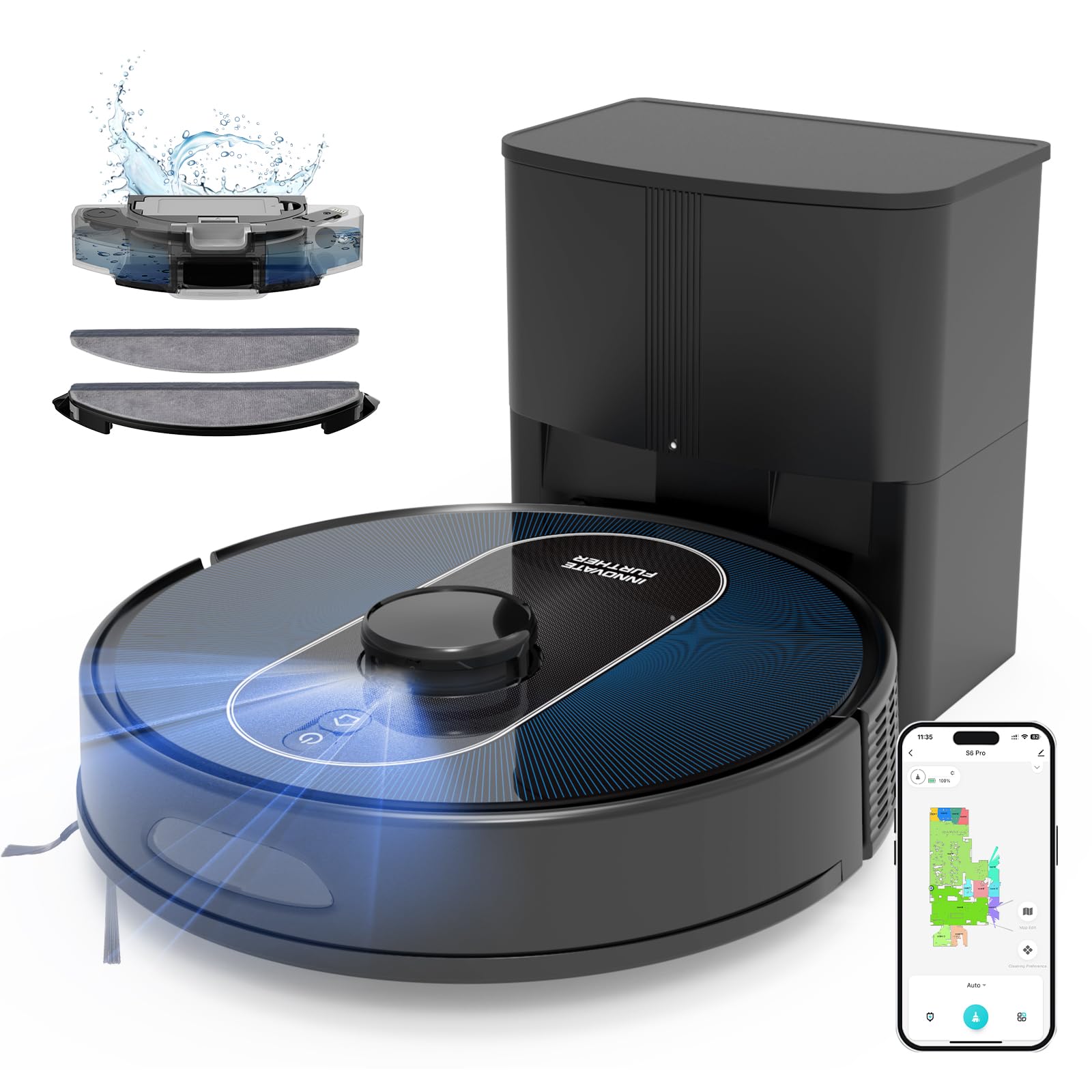 Wrydao Robot Vacuum and Mop Combo with Self-Emptying Station