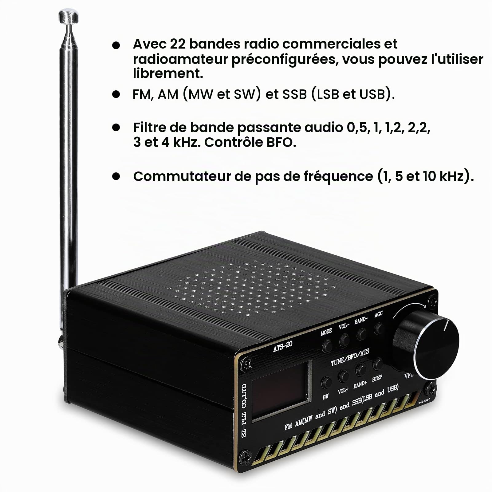 Récepteur à Bande complète ATS-20 SI4735, FM AM (MW et SW) SSB (LSB et USB), Couvrant Les Bandes de Amateur commerciales