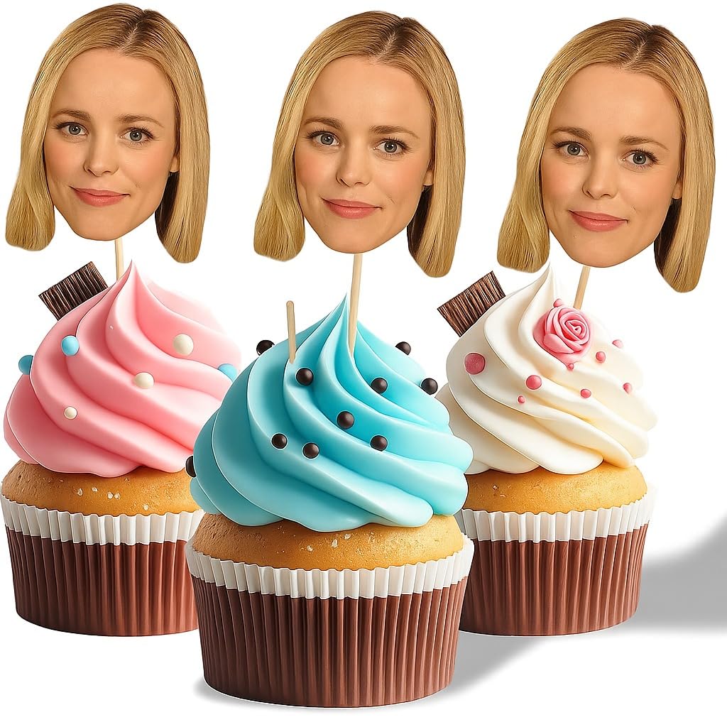 Personalised Face Cupcake Toppers Birthday Decorations - Customized Photo Face Cake Topper for Birthdays Anniversary Parties (80 Cake Toppers)